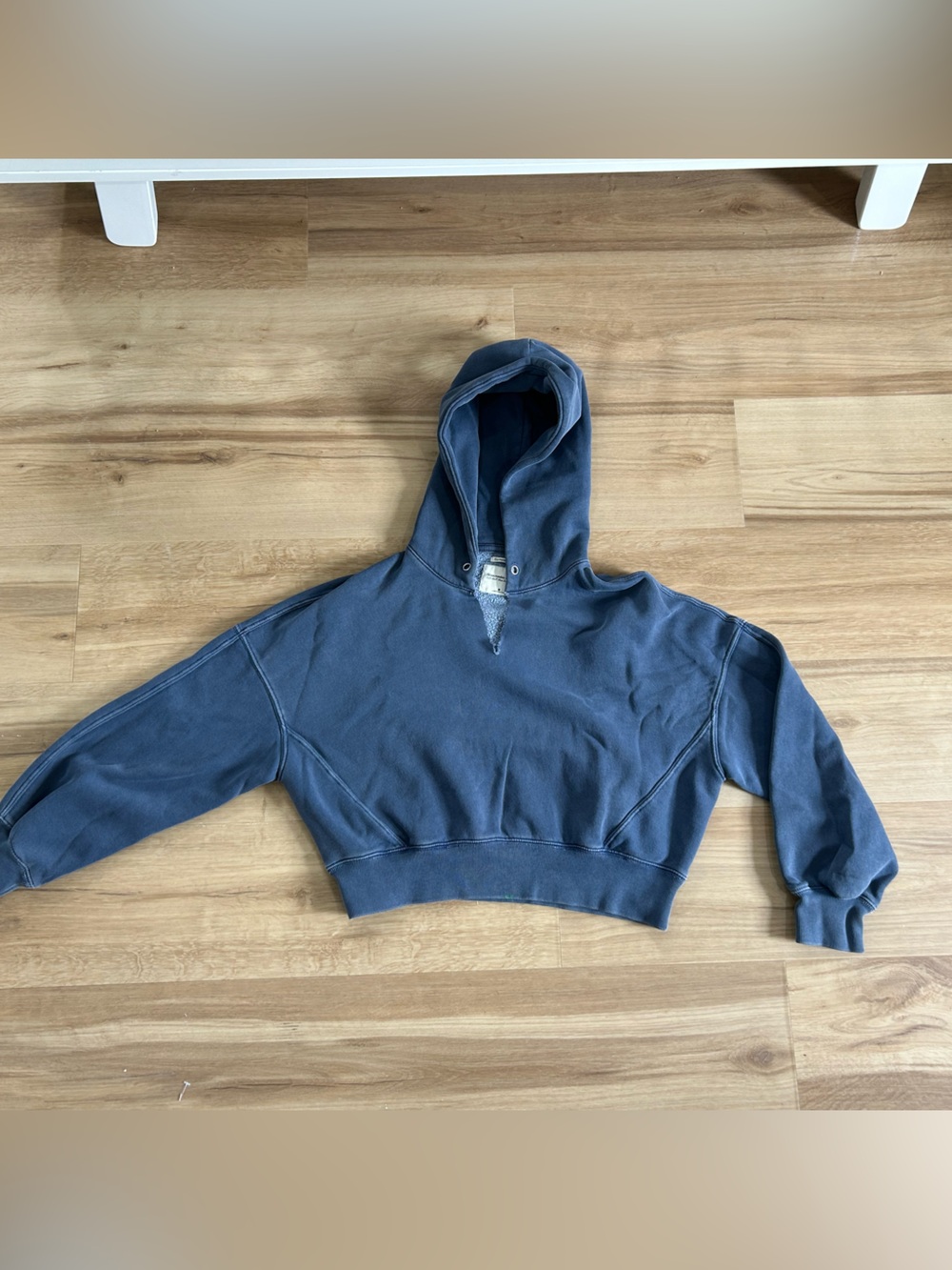 Abercrombie & Fitch Washed Blue Cropped Hoodie Sweater